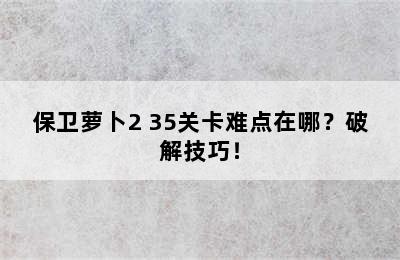 保卫萝卜2 35关卡难点在哪？破解技巧！